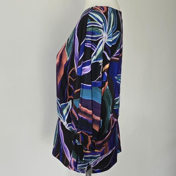 Clara Sunwoo Multicolored Petal Sketch Pull-Tie Cuff Blouson Top Size XL - Picture 3 of 8